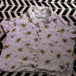 Floral button up tee shirt